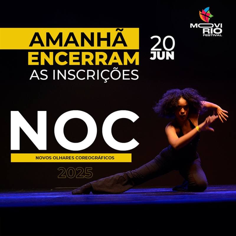 Dançarina em performance durante o Prêmio NOC — Novos Olhares Coreográficos MOVIRIO 2025